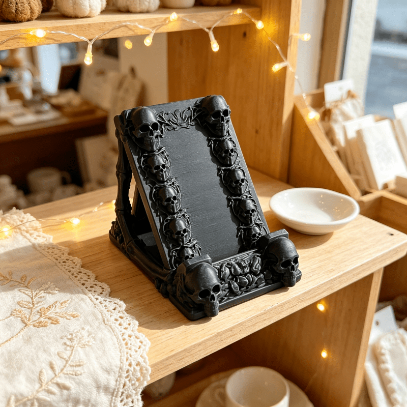 3D Printing Room - One 3D-printed Gothic skull phone holder,