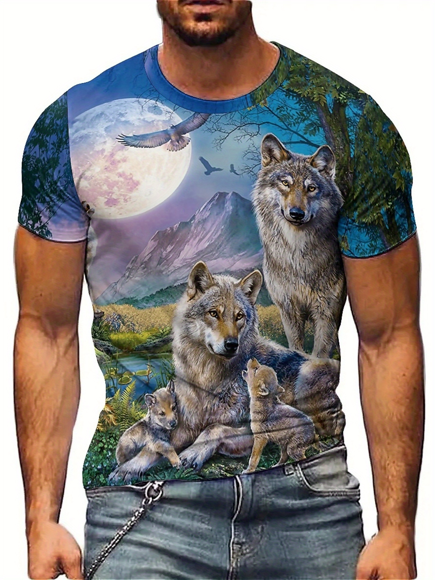 3D Wolf Pack Print T-Shirt - S - 3D Printing Design Free incelemesi ve fiyatı
