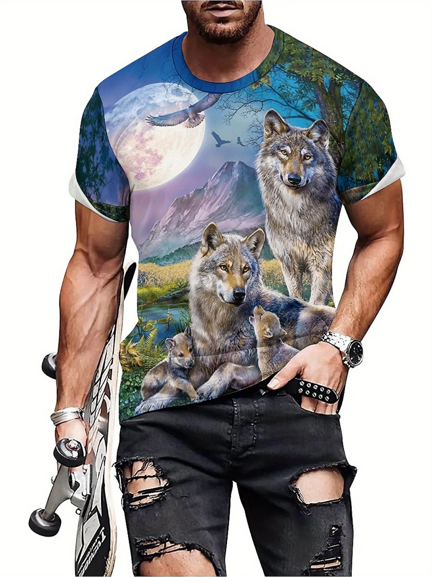 3D Wolf Pack Print T-Shirt - S - 3D Printing Design Free incelemesi ve fiyatı
