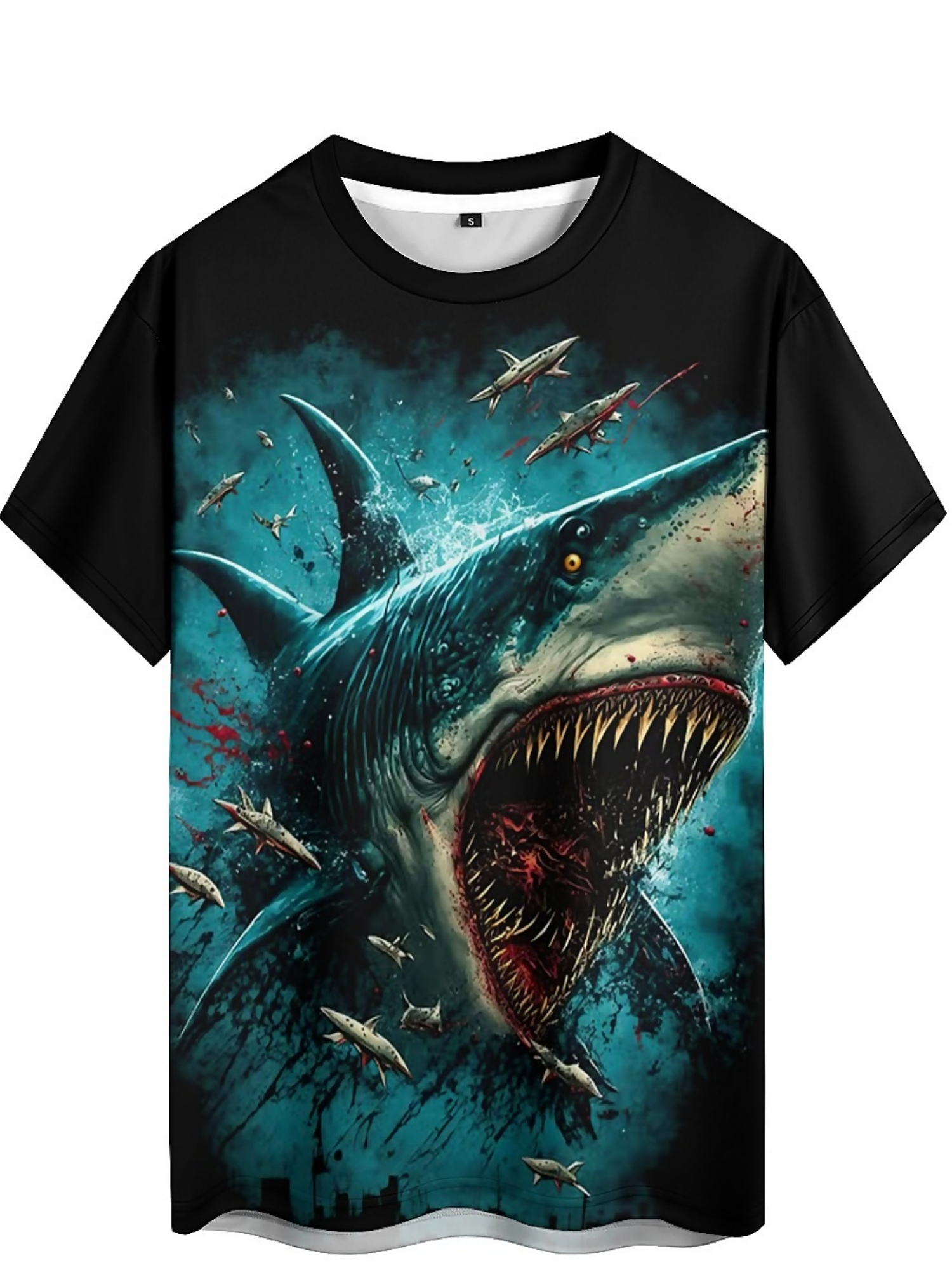 Men's 3D Shark Print T-Shirt - - 3D Printing Design Free incelemesi ve fiyatı