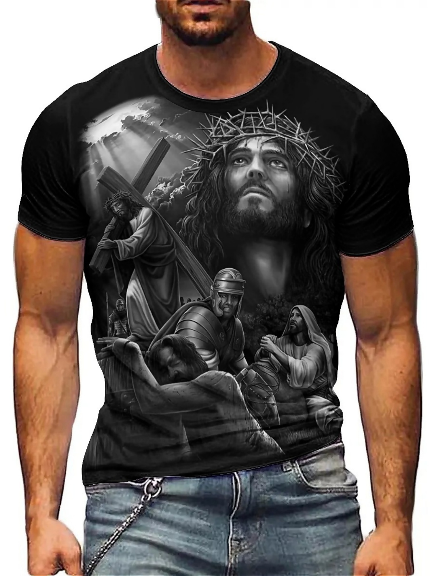 Men'S Plus Size Jesus 3D Print - 3D Printing Design Free incelemesi ve fiyatı