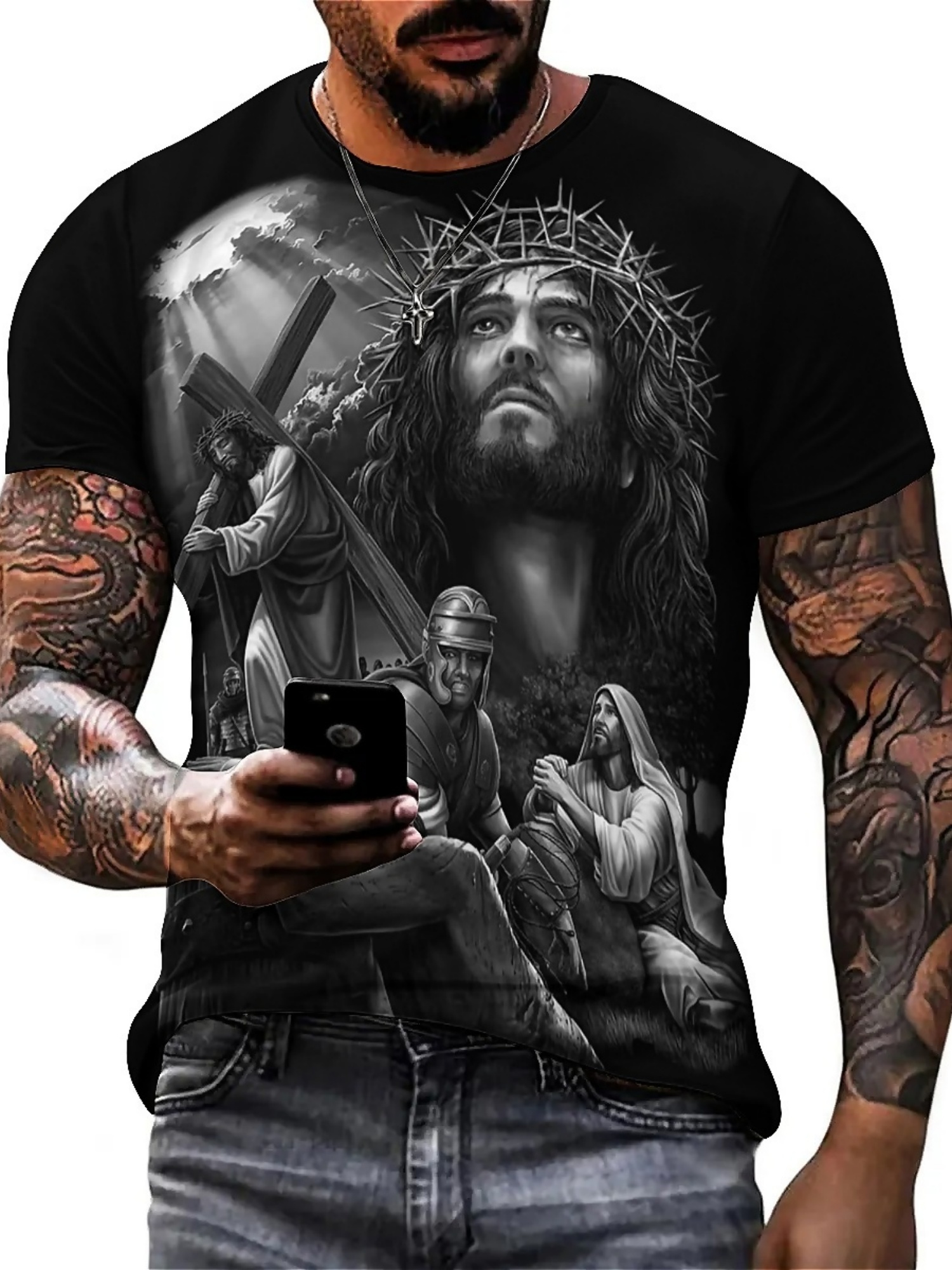 Men'S Plus Size Jesus 3D Print - 3D Printing Design Free incelemesi ve fiyatı