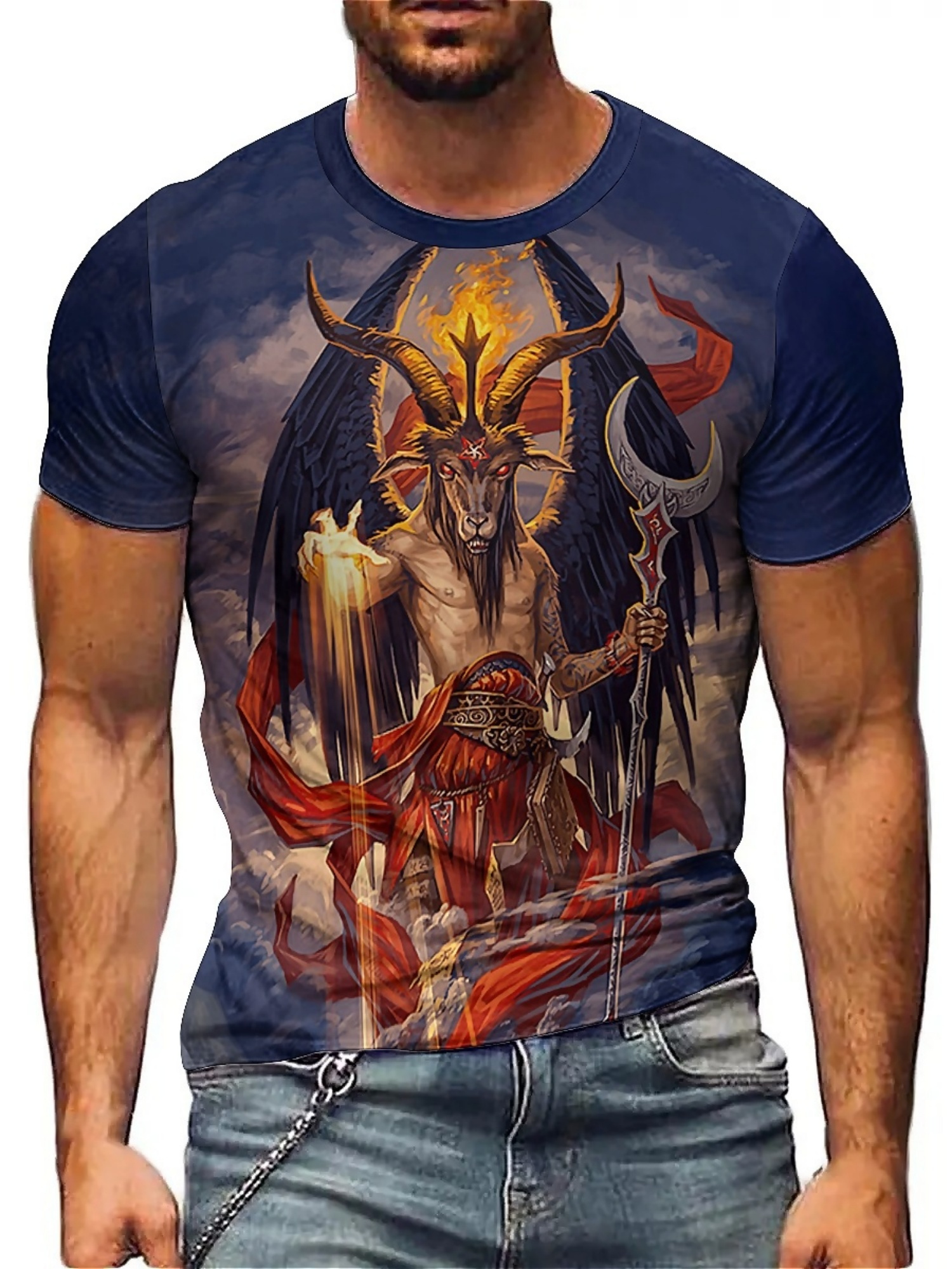 Men's 3D Demon Print T-Shirt | - 3D Printing Design Free incelemesi ve fiyatı