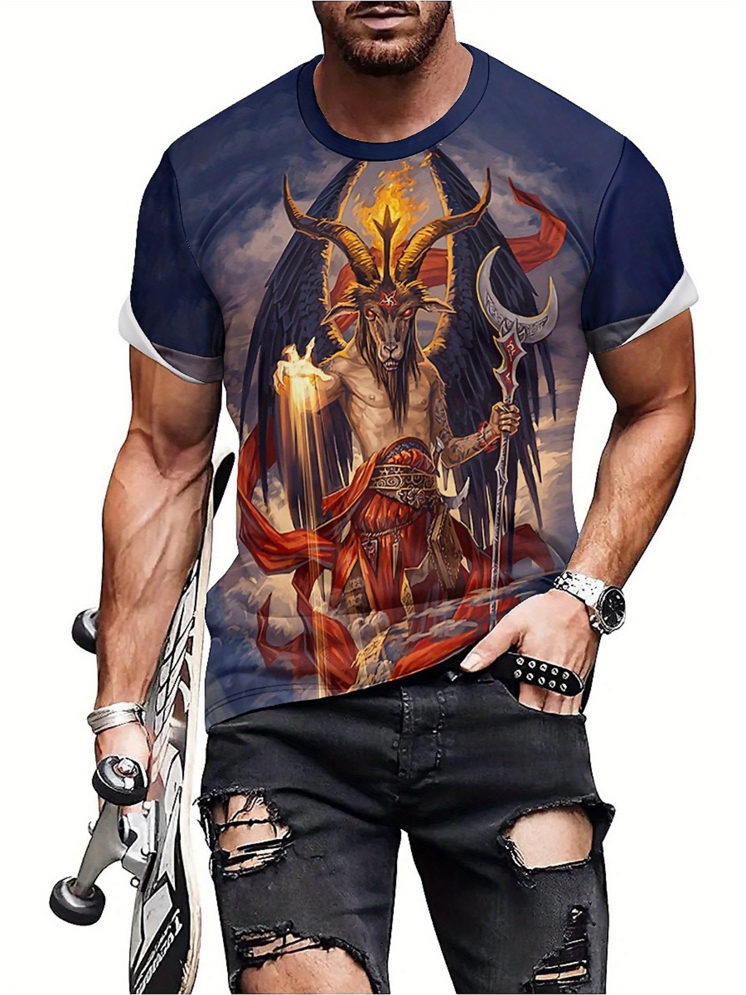 Men's 3D Demon Print T-Shirt | - 3D Printing Design Free incelemesi ve fiyatı